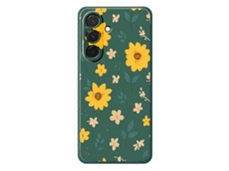 Capa Traseira De Tpu Com Estampa Floral E Folhas Amarela Para Samsung Galaxy A36 5g, Borda Reta, Verde