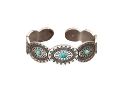 Pulseira Aberta Em Estilo Retrô Com Turquesa Natural. Uma Joia Sofisticada Para Um Visual Único E Elegante.