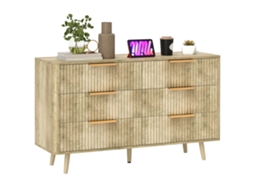 Cômoda com 6 Gavetas, Canelado, 62x35x105 Cm, Carvalho | S/MARCA