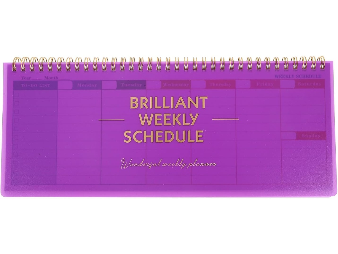 Agenda Espiral Semanal Sem Data Purple Paper, Planificador De Gestão Temporária Com Folhas