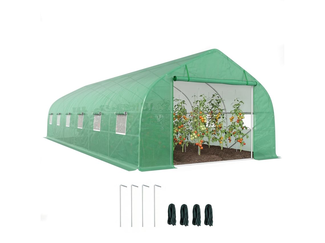 Serra da Giardino túnel, 8x3x2m, em PE e aço, com porta enrolar e janelas | S/MARCA