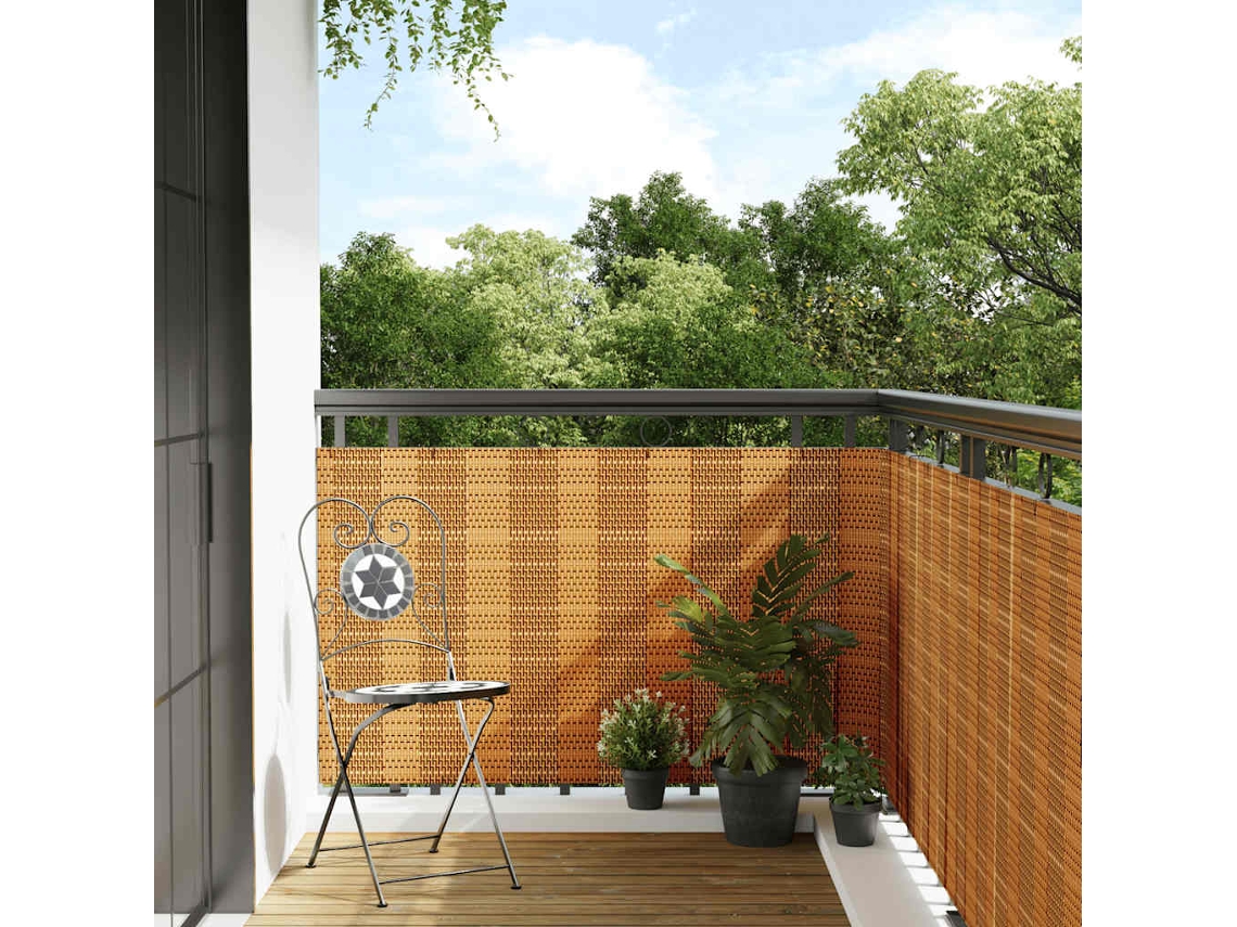 Vidaxl Tela De Varanda 1000x90 Cm Vime Pe Castanho-claro
