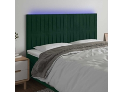 Vidaxl Cabeceira De Cama C/ Led Veludo 180x5x118/128 Cm Verde-escuro