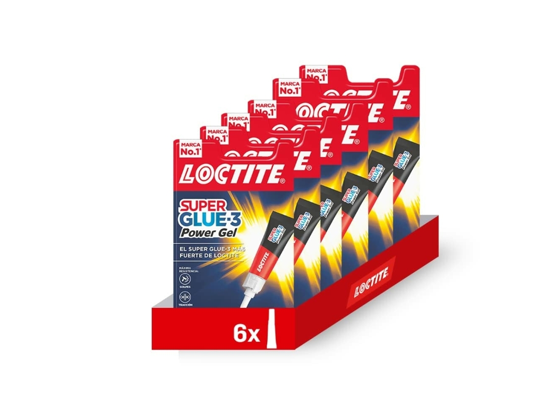 Pack De 6 Unidades De Super Glue 3 Power Gel Adhesivo Cianocrilato Resistente E Impermeável Henkel