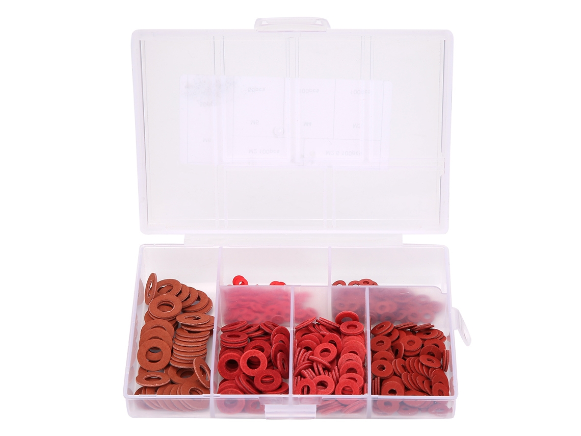 Conjunto De Arruelas Planas De Aço Carbono Com Revestimento Em Zinco Branco E Isolamento Vermelho Laxiscreed Para Fixação Segura