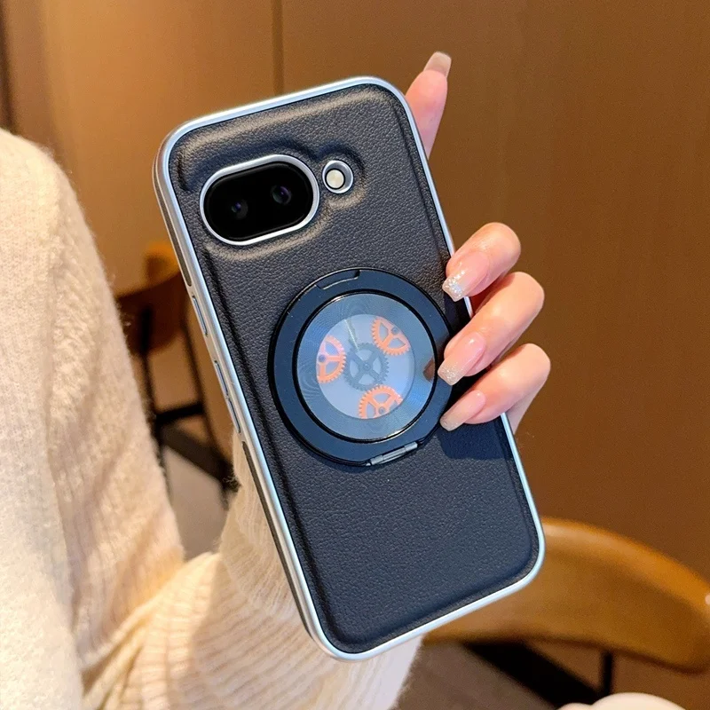 (preto, Google Pixel 8) Capa Protetora Em Couro Vegano Que Alivia O Estresse, Com Forte Fixação Magnética De 360° E Suporte De Metal.