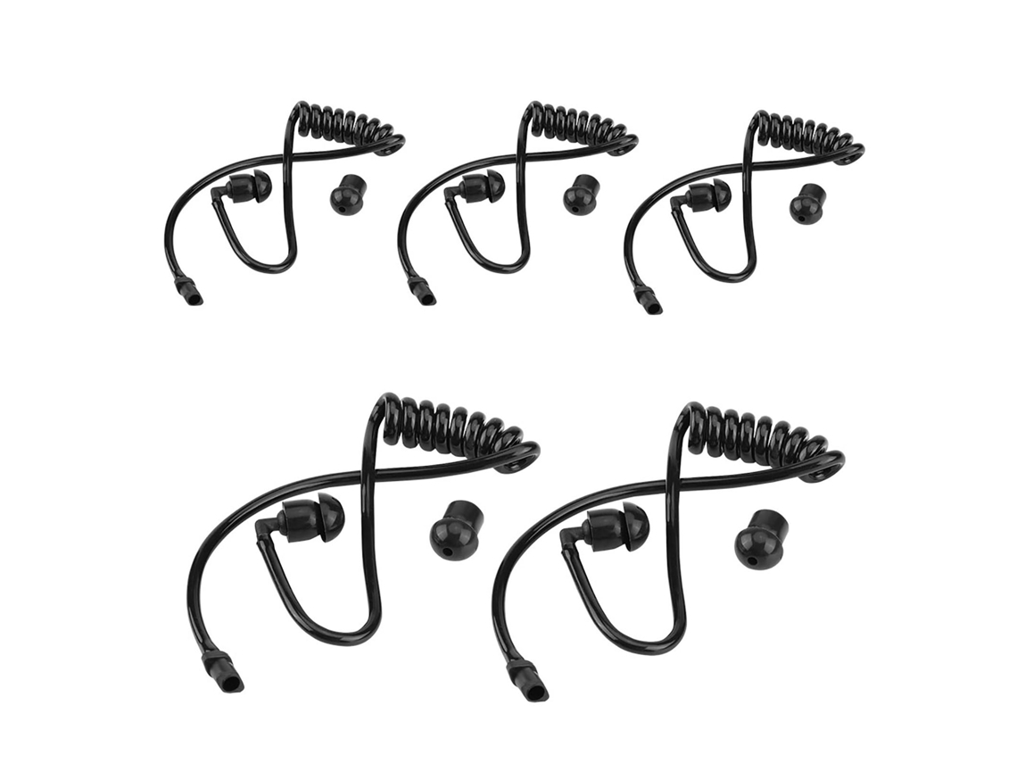 Aetheria kit de 5 Tubos Acústicos Enrolados Transparentes para Fones de Ouvido de Rádio Bidirecional Preto