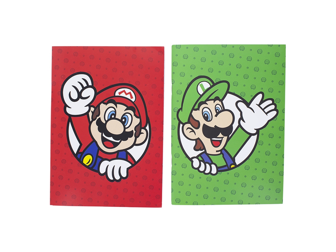 Conjunto 2 Cadernos PALADONE Super Mario Vermelho e Verde