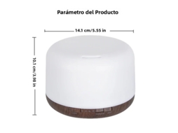 Mini difusor de aromas com luz noturna, porta USB, capacidade 500ml, acabamento em madeira escura | MDUG