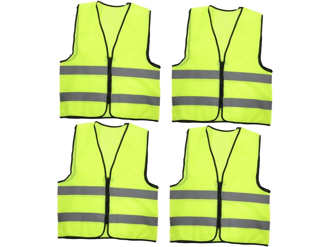 Conjunto De 4 Coletes De Segurança Refletivos Em Malha, Leves Para Trabalhos De Construção E Atividades Ao Ar Livre Conjunto De 4 Colet Gokoco
