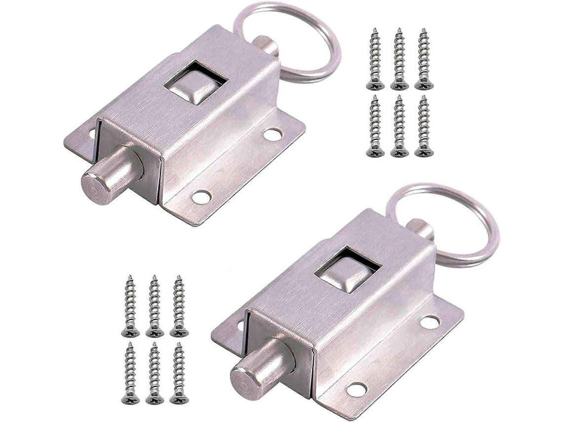 2 cerrojos automáticos de resorte, acero inoxidable 304, con tornillos, para puertas y ventanas | S/MARCA