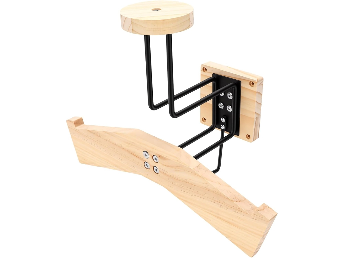 Porte-casque En Bois Com Crochê, Mural, Organizador Para Casque Moto, Esqui, Beisebol (bois Naturel)