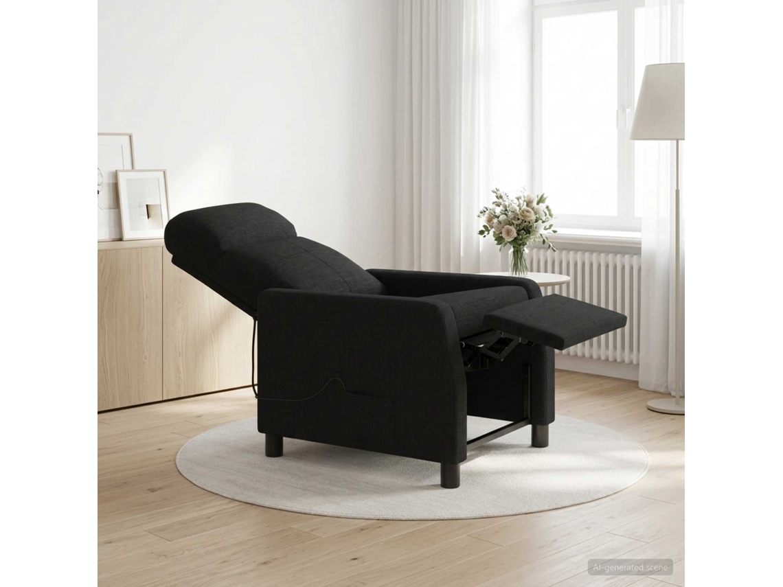 Vidaxl Recliner De Massagem Preto Tecido