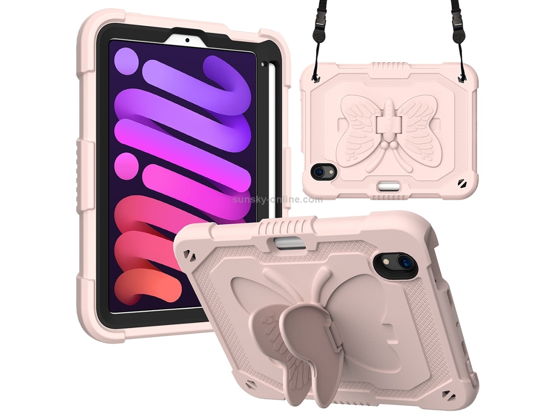 Capa Para Ipad Mini 6 Protetor Em Silicone Com Suporte Rosa Elysve