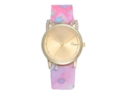 Relógio de Pulso Feminino Lvpai Quartzo Pulseira de Tecido Rosa Casual Elegante