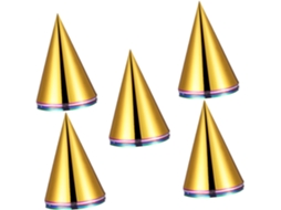 Conjunto De 30 Chapéus De Festa Em Formato De Cone, Multicoloridos E Metálicos, Com Elástico.
