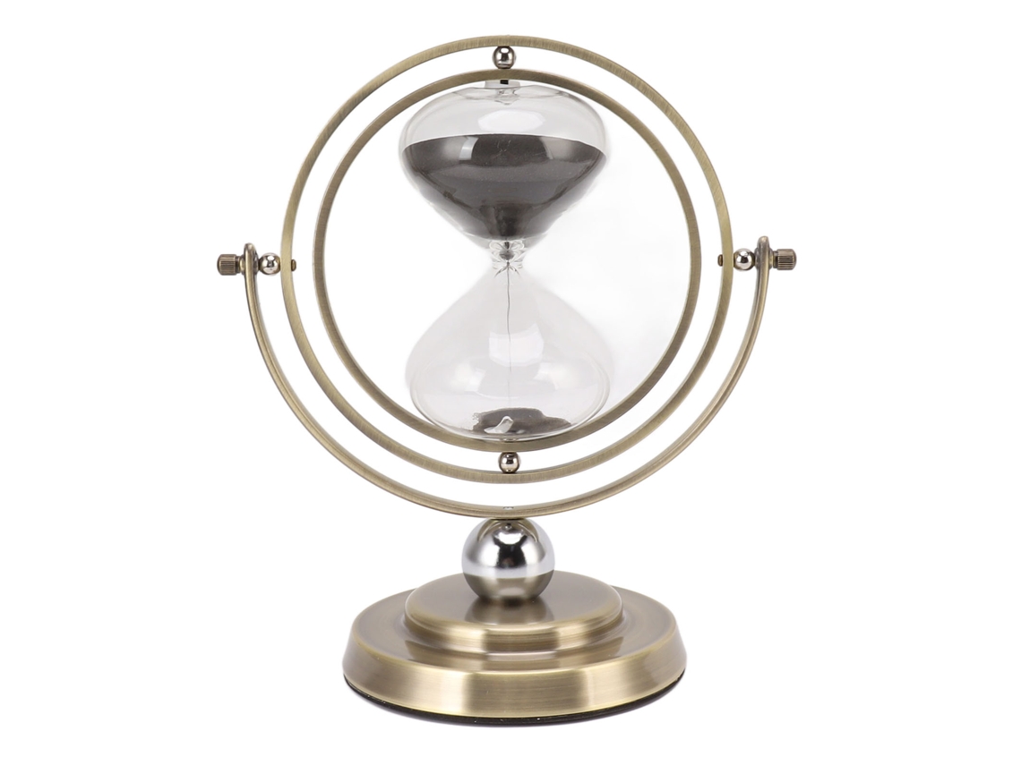 Walshlxq reloj de Arena de Metal Bronce Con Arena Negra 60min, Moderno Y Preciso, Decoración Hogar