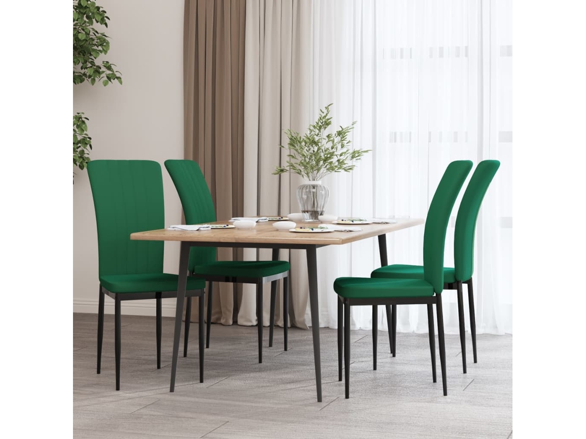 Vidaxl Cadeiras De Jantar 4 Pcs Veludo Verde-escuro