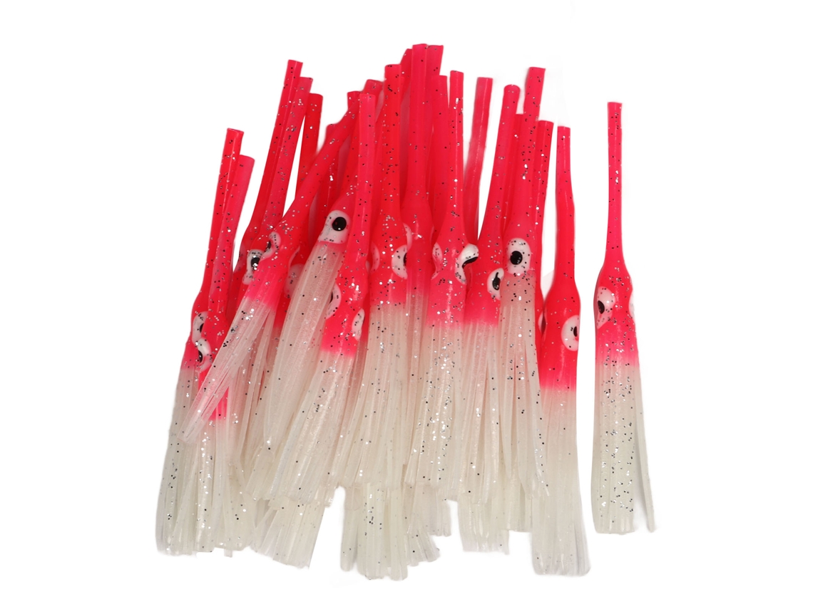 Anub 30pcs Iscas Luminosas de Lula Artificial Skirts Macias para Pesca em Água Salgada e Doce Rosa