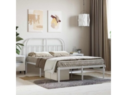 Vidaxl Estrutura De Cama Com Cabeceira 120x190 Cm Metal Branco