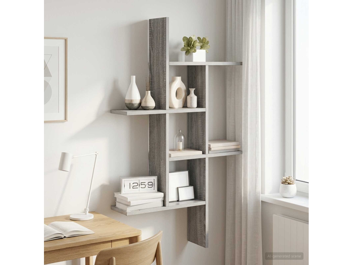 Vidaxl Prateleira De Parede Sonoma Cinzento 61 X 15 X 102 Cm