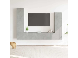 Vidaxl Conjunto Móveis De Tv 4 Pcs Madeira Processada Cinzento Cimento