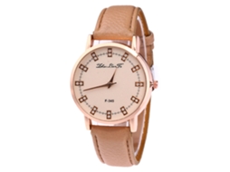 Relógio de Pulso Unisex de Quartzo com Pulseira de Couro Pu Zhoulianfa Café Claro