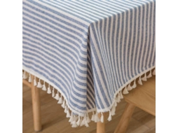 Toalha De Mesa De Algodão E Linho Com Listras E Borlas, Retangular, À Prova De Poeira, Para Decoração De Mesa De Jantar De Cozinha (140 Cm X 180 Cm, A