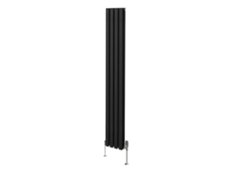 Radiador Vertical Oval Em Aço Carbono Preto 1800x240mm Com Válvulas Termostáticas Cromadas E Elevada Potência Térmica