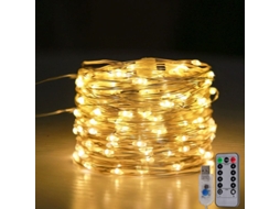 Lâmpada de Fada Led com Plugue Usb e Controle Remoto. MDUG (10 M, 100 Leds, Luz Quente)