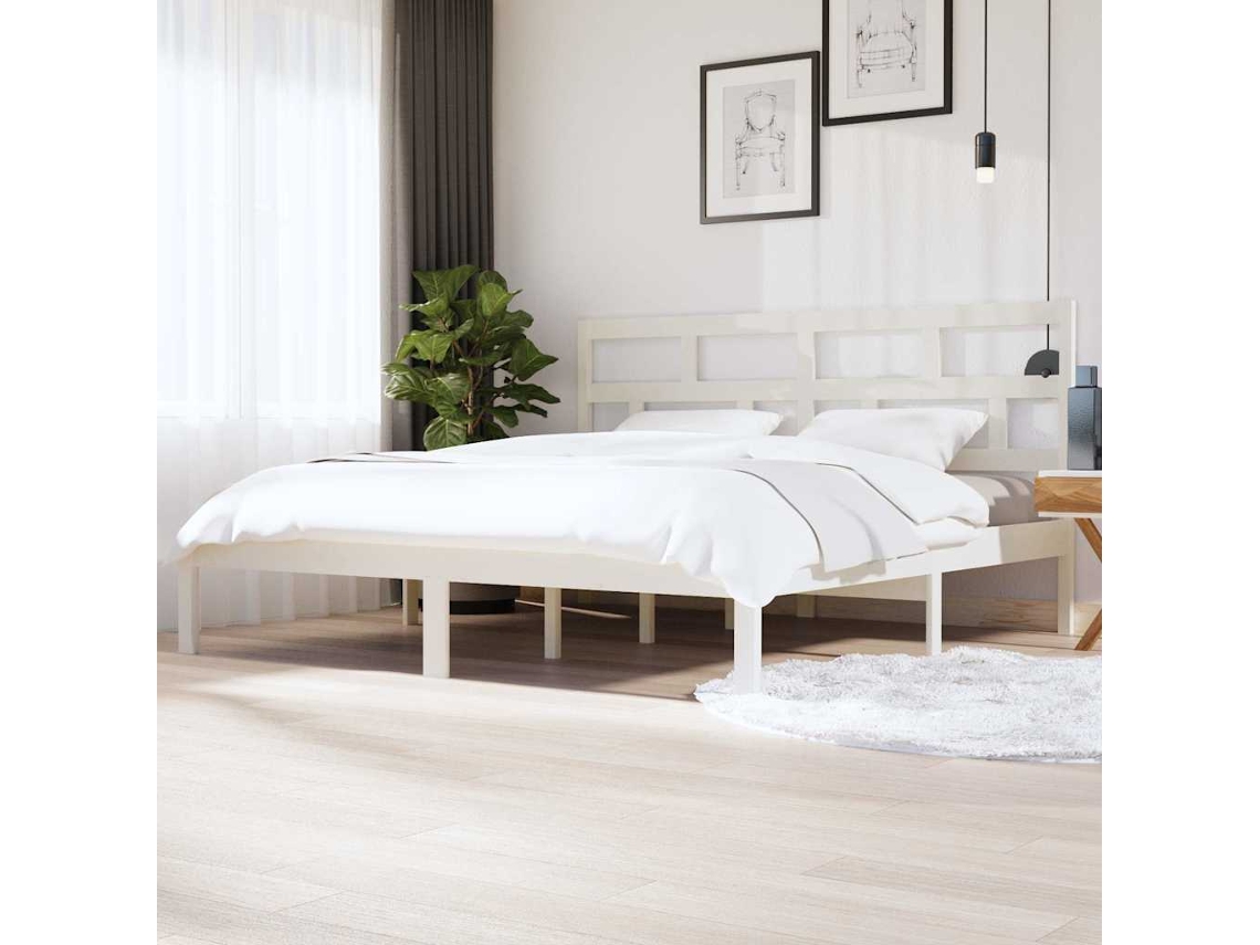 Vidaxl Estrutura De Cama 200x200 Cm Madeira De Pinho Maciça Branco