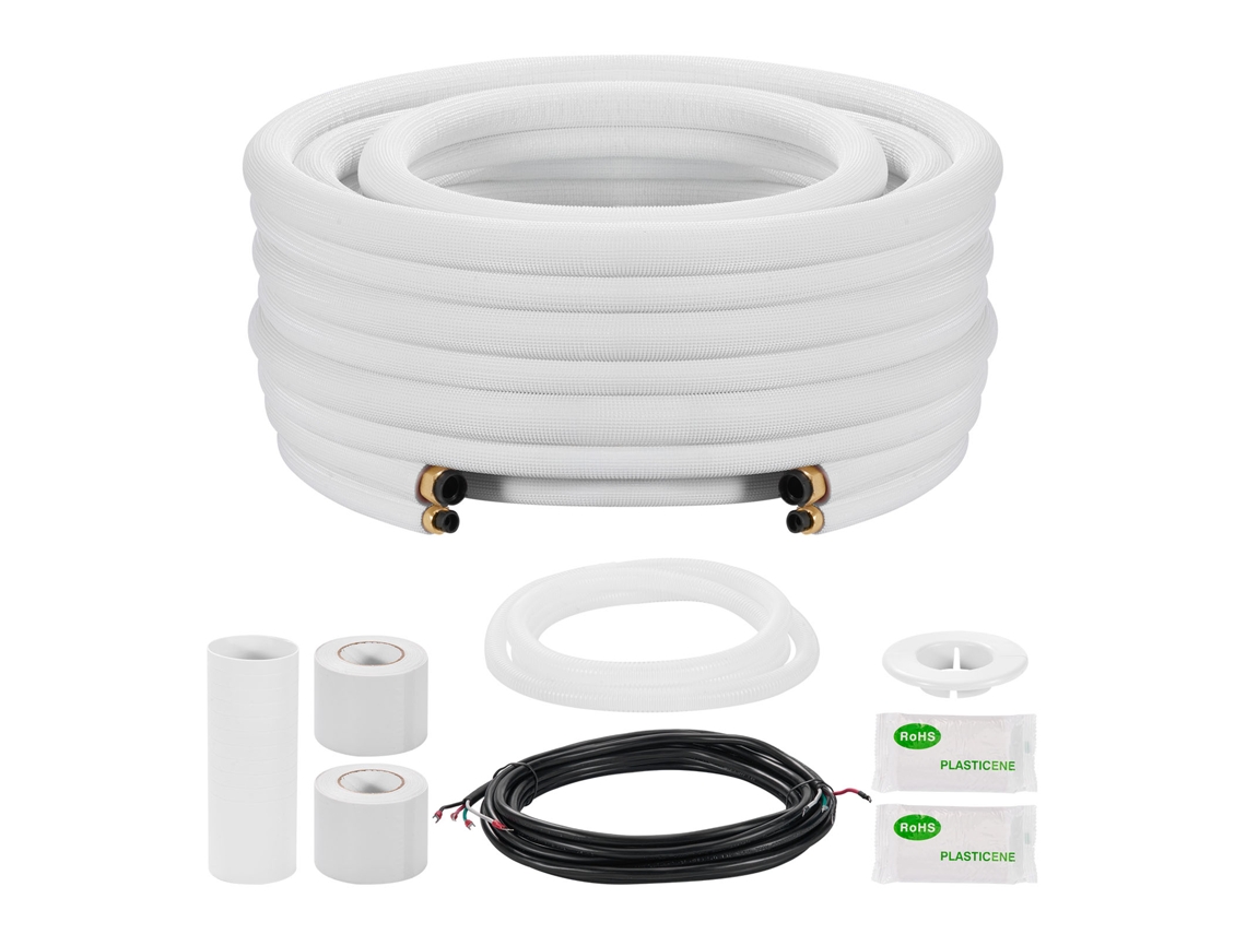Conjunto De Tubos Refrigerantes De Cobre Vevor Com 15,24 M De Comprimento, 6,4 Mm E 9,5 Mm