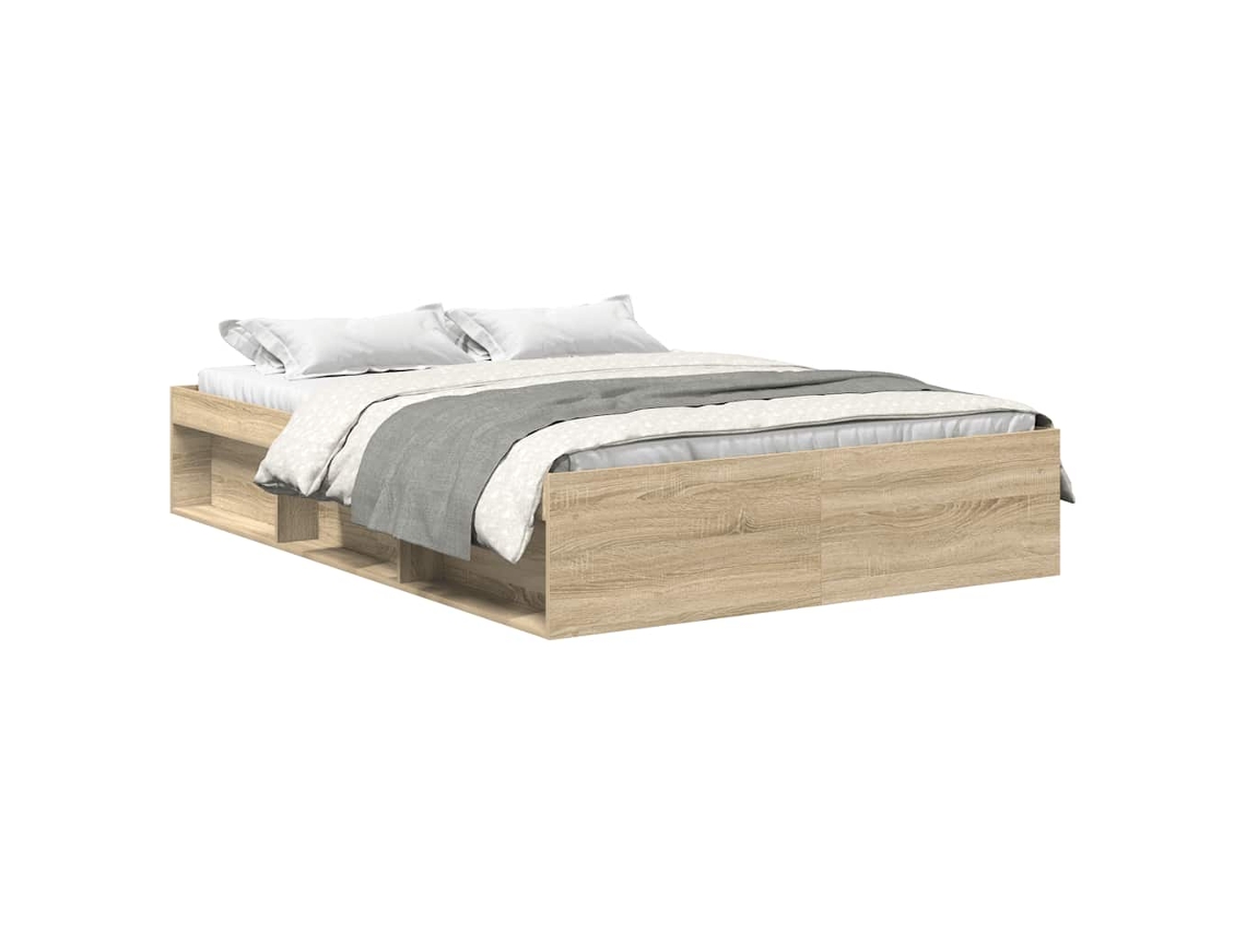 Bed Frame, Bed Frames Vidaxl Marrom Madeira Processada (140 X 190 Cm)