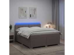 Vidaxl Cama Box Spring Com Colchão E Led Cinzento-acastanhado Tecido