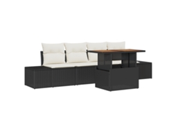 Conjunto 5 Conjunto De Jantar Para Jardim Vidaxl Preto Vime Pe (100 X 55 X 73 Cm)