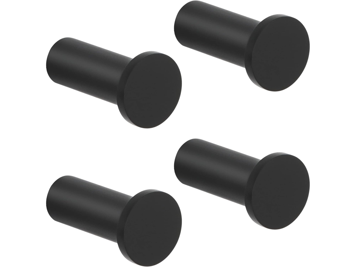 Conjunto De 4 Ganchos De Parede Modernos Pretos Para Casacos, Toalhas E Roupões, Resistentes E Para Pendurar Roupas