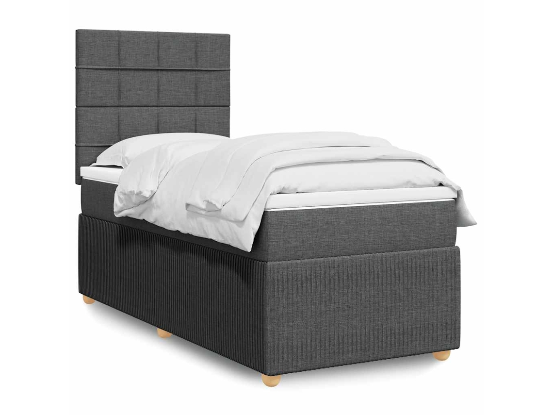 Cama Com Molas/colchão 80x200 Cm Tecido Cinzento-escuro