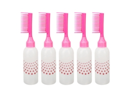 5pcs Garrafas De Pente Para Tintura De Cabelo Com Escala Graduação Aplicador De Cor Para Raízes Rosa
