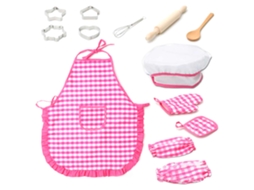 Ats 13pcs Set de Chef para Niños Juguete de Cocina Con Delantal Impermeable Guante de Horno Batsidor Regalo para Niñas