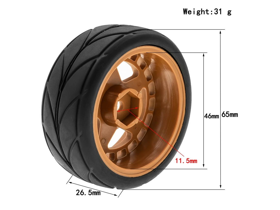 Mali pneus de Carro Controle Remoto Off road 66*46*26mm 4pcs para Tamiya Tt02 Xv01 Hsp 94123 Hpi Kyosho Wltoys 1/10