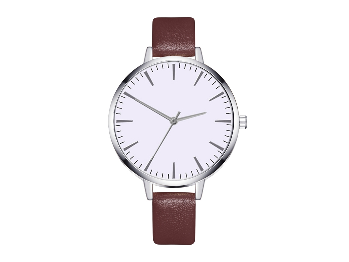 Relógio de Pulso Feminino de Quartzo com Pulseira Pu Fina Simples e Elegante (café)