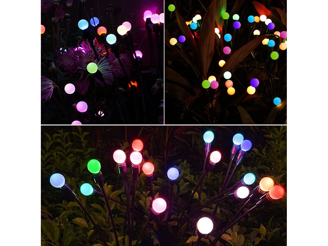 2 Set Luzes Jardim Solar Flexível 8 Cabeças Decorativa Ip65 Paisagismo Pátio