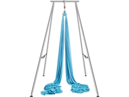 Kit Completo De Yoga Aéreo Com Suporte Em Aço 295 Cm E Hamac Azul 12x2,6 M, Carga 250 Kg