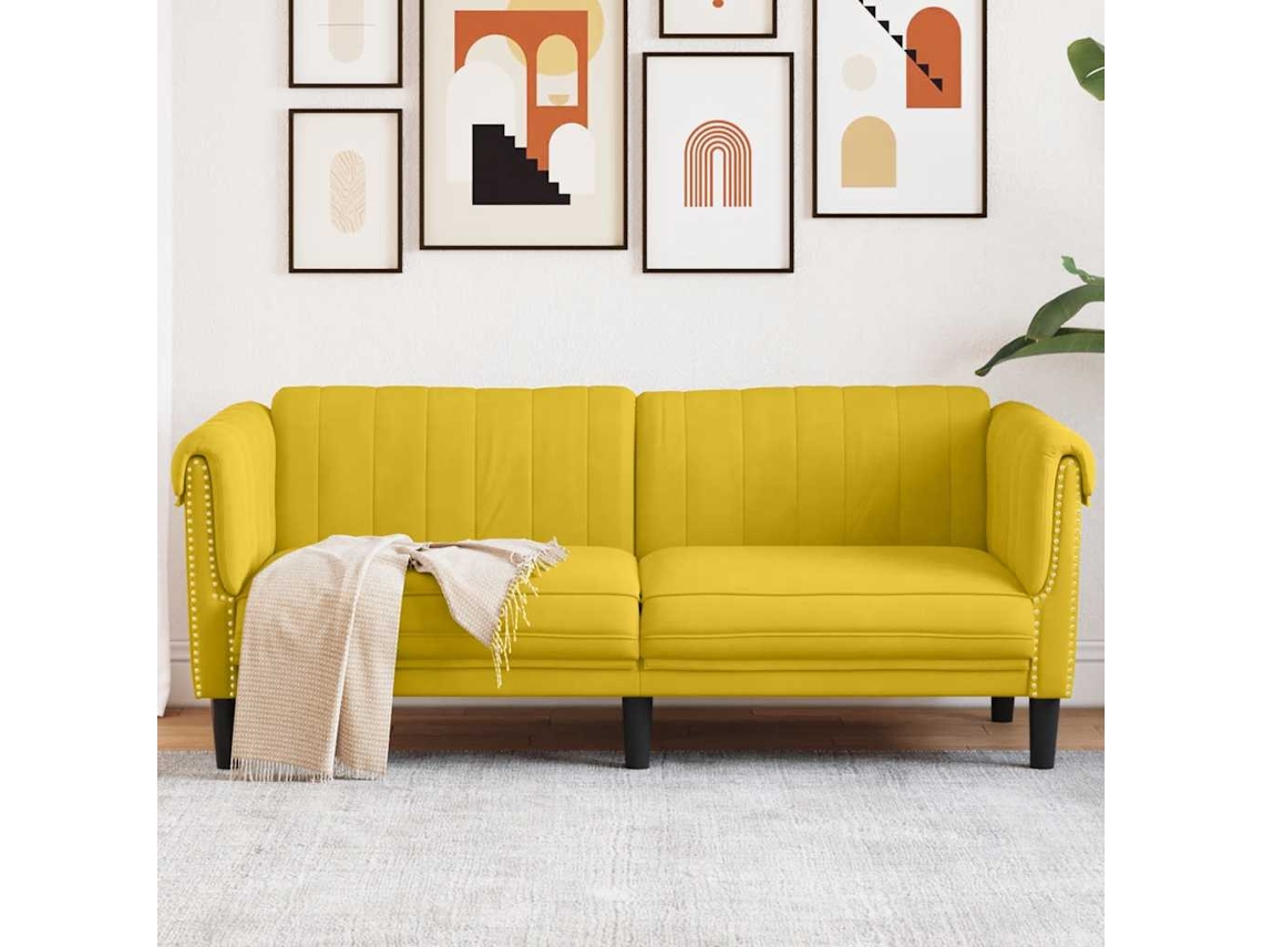 Vidaxl Sofá De 2 Lugares Veludo Amarelo