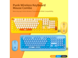K68 2.4ghz Combo De Teclado E Mouse Sem Fio Conjunto De Teclas Redondas Bonitas E Ergonomicas Punk Amarelo