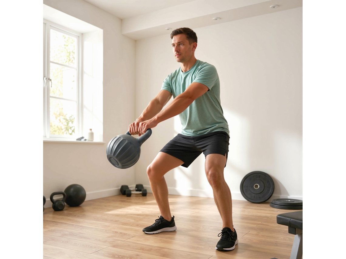Kettlebell, Em Polipropileno, Cor Cinza