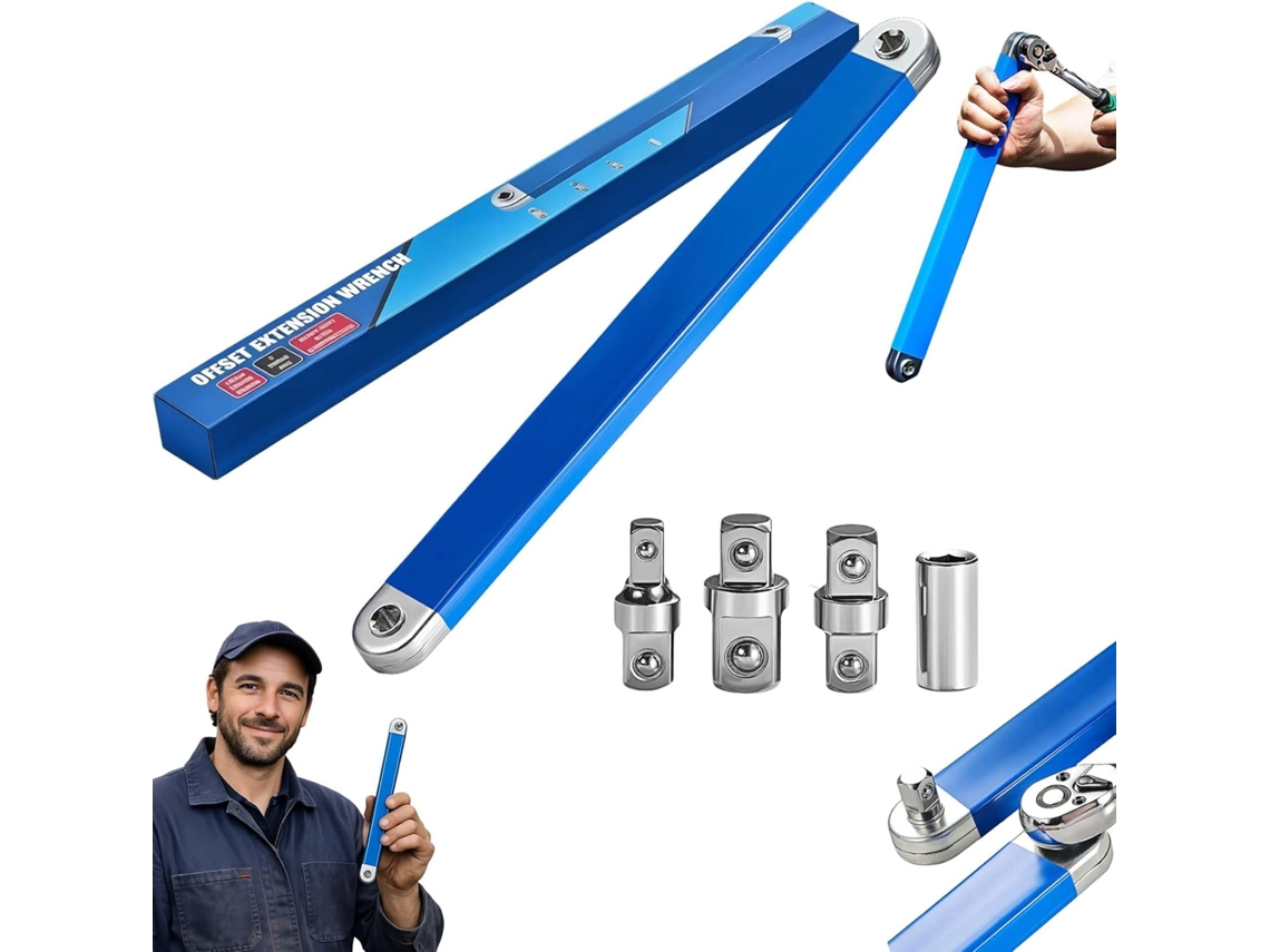 Anglefix Pro Tool, - Chave De Extensão Deslocada Com Catraca De Zero Grau, Com Adaptadores De 1/2'', 1/4'',