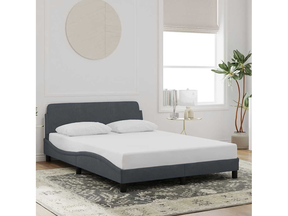 Vidaxl Estrutura De Cama Dover 137x190cm Veludo Cinzento-escuro
