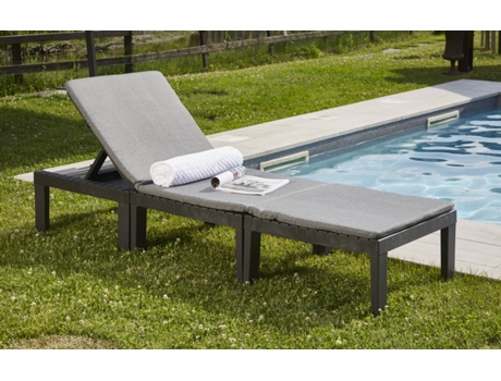 Conjunto de Jardim Multifunções IPAE-PROGARDEN 2 em 1 Duetto (Espreguiçadeira + Conjunto Relax - Antracite)