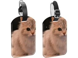 Conjunto De 2 Etiquetas Bagagem Em Couro Sintético Com Estampa Gato Proteger A Privacidade